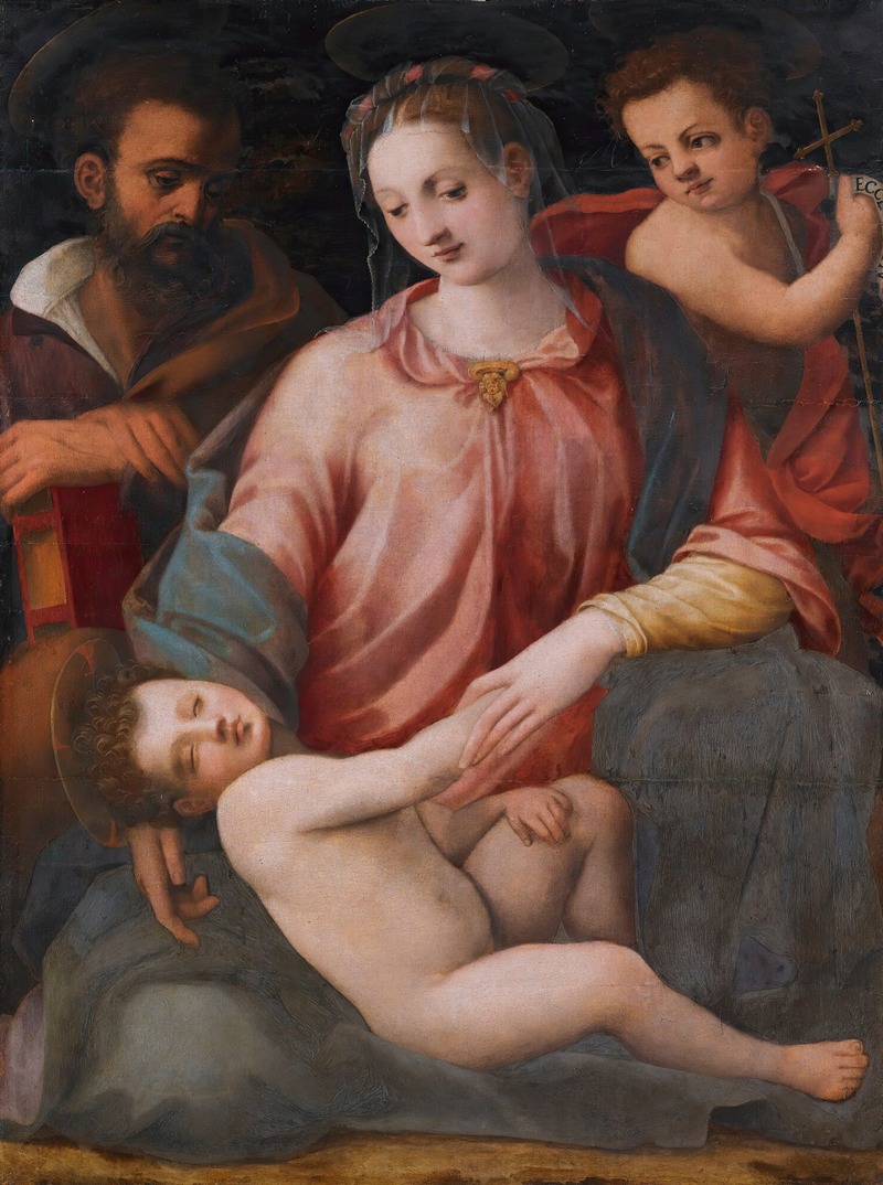 Michele Tosini - The Holy Family With The Infant Saint John The Baptist