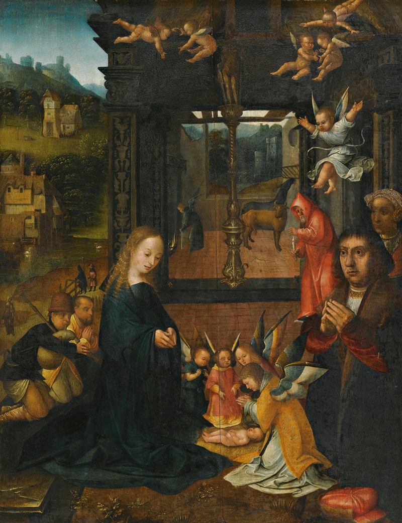 Netherlandish School - The Nativity, With A Donor And His Wife