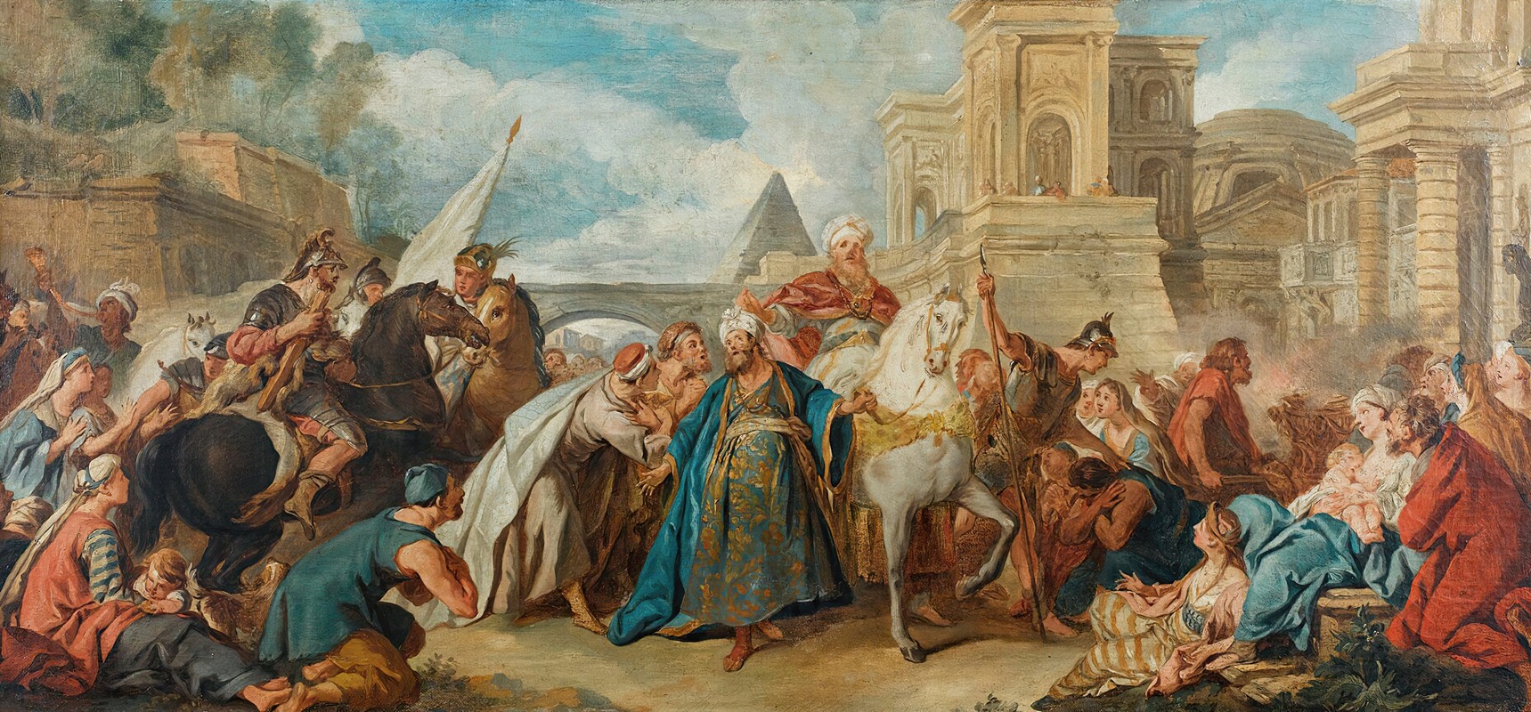 Follower of Jean-François de Troy - The triumph of Mordecai
