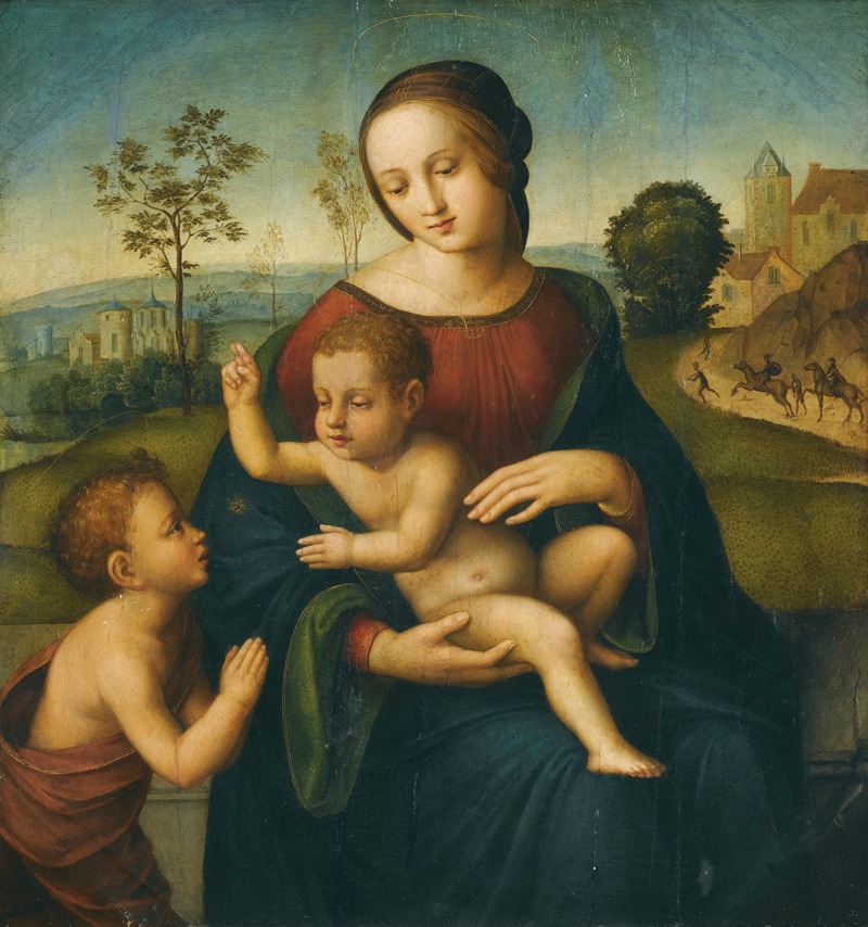 The Master of the Scandicci Lamentation - The Madonna And Child With The Infant Saint John The Baptist