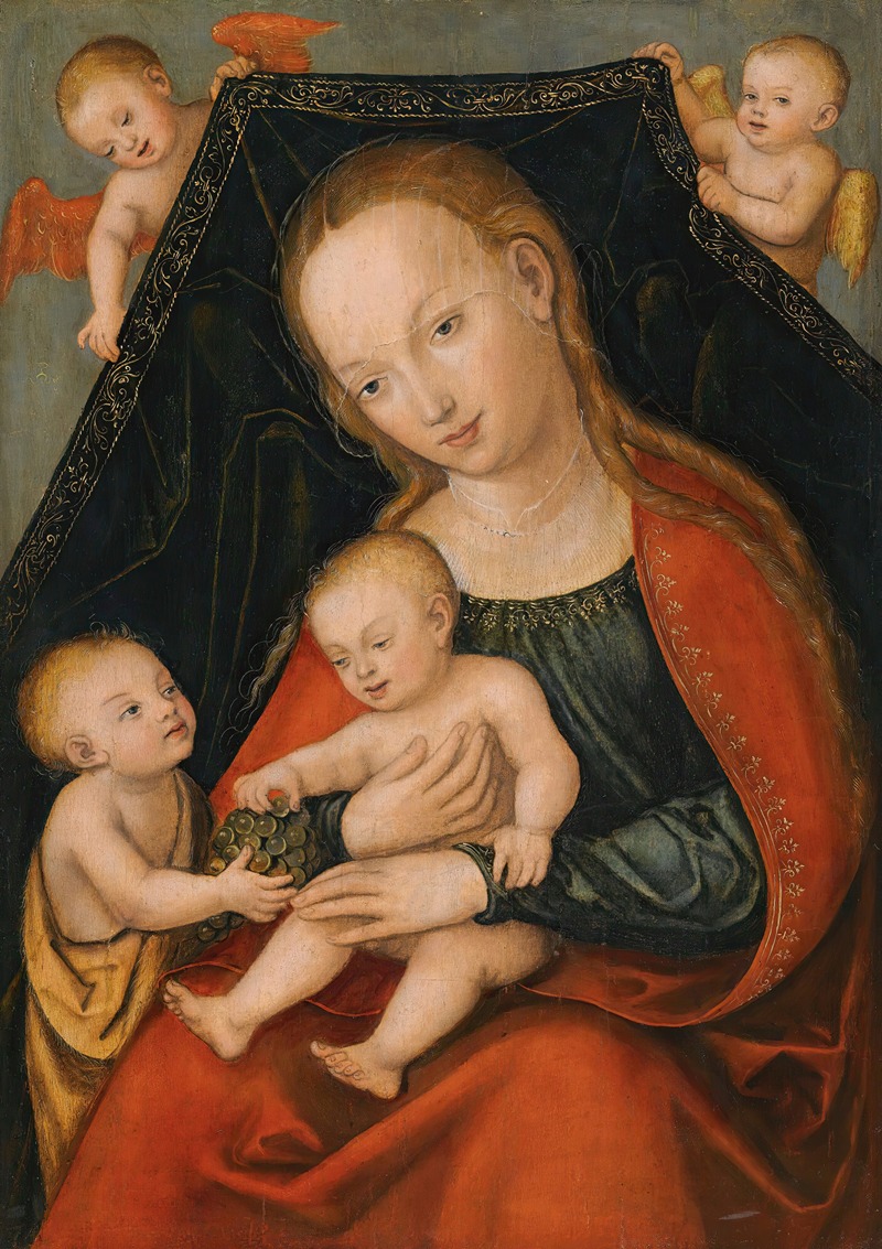 Follower of Lucas Cranach the Elder - The Virgin And Child With St. John The Baptist And Two Angels