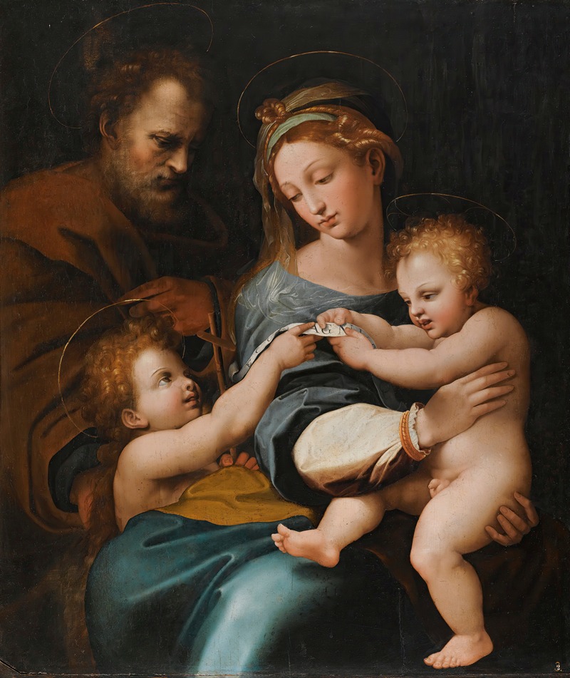 Follower of Raphael - Holy Family With The Infant St. John The Baptist, Or ‘madonna Della Rosa’