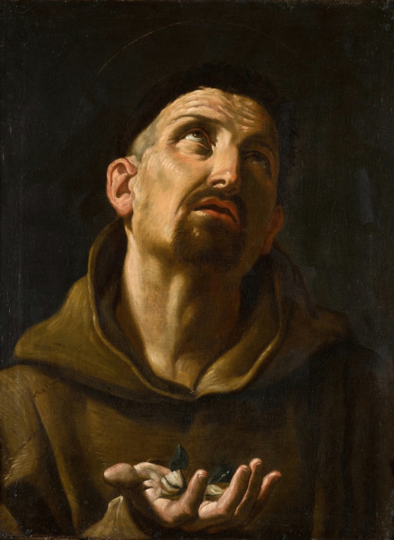 Follower Of Guido Reni - Saint Didacus of Alcalá, holding rose buds