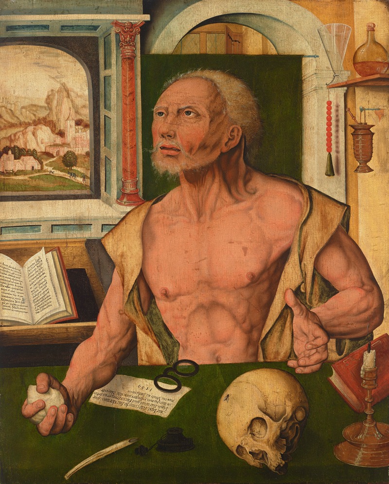 Follower of Joos van Cleve - The Penitent Saint Jerome in his study