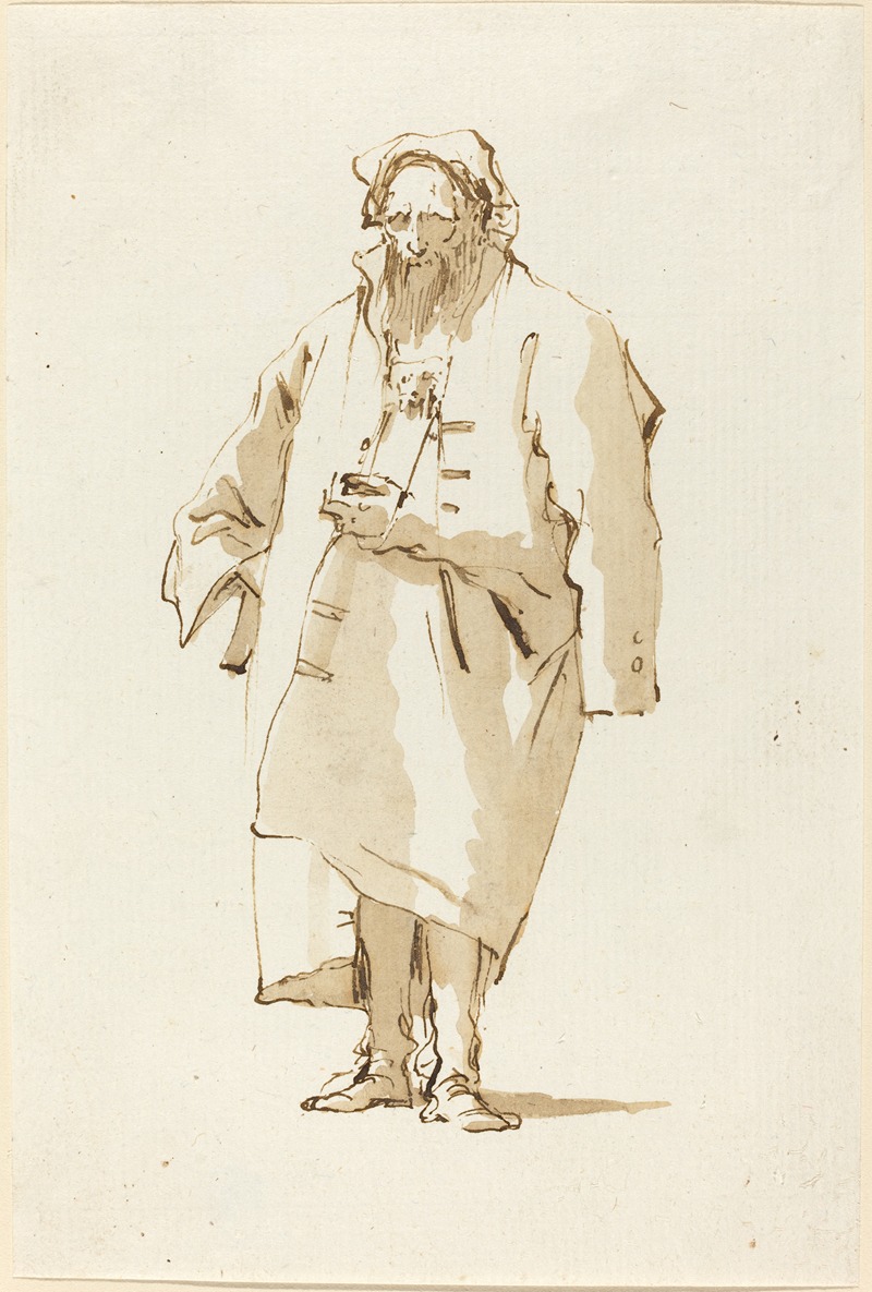 Giovanni Battista Tiepolo - A Standing Oriental Wearing a Greatcoat
