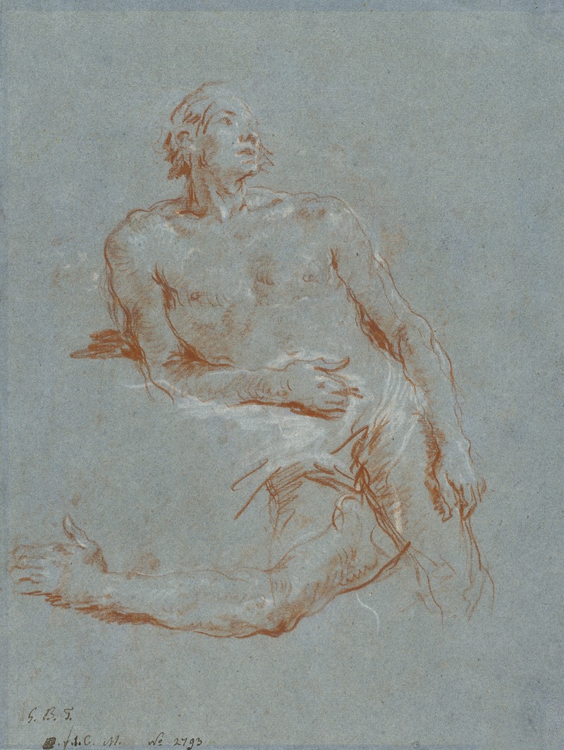 Giovanni Battista Tiepolo - Male Nude Leaning on His Elbow (verso)