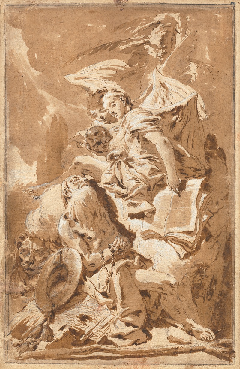 Giovanni Battista Tiepolo - Saint Jerome in the Desert Listening to the Angels