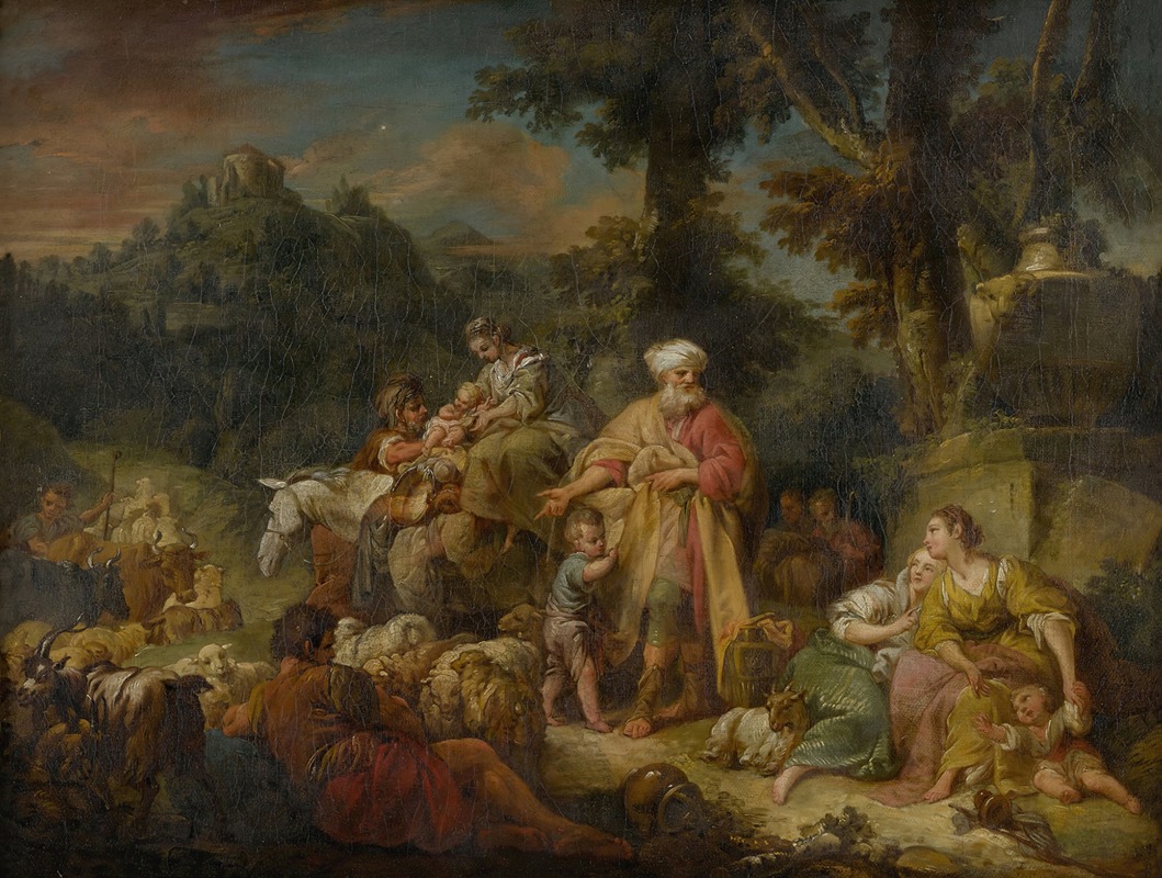 Follower Of François Boucher - Jacob and his family traveling to Egypt
