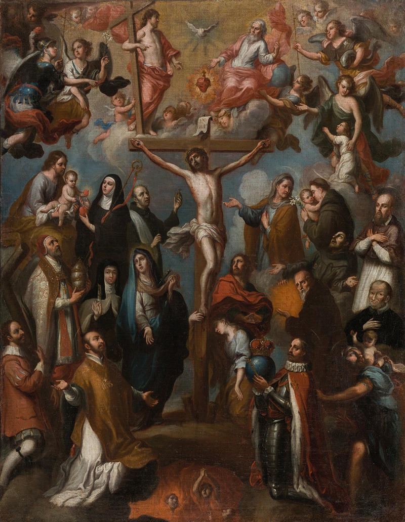 Francisco Antonio Vallejo - Allegory of the Crucifixion with Jesuit Saints (Alegoría de la crucifixión con santos jesuitas)