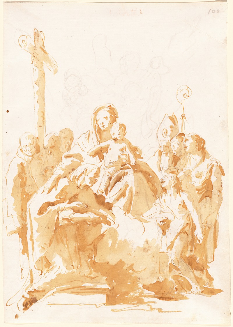 Giovanni Battista Tiepolo - The Virgin and Child Adored by Bishops, Monks and Women