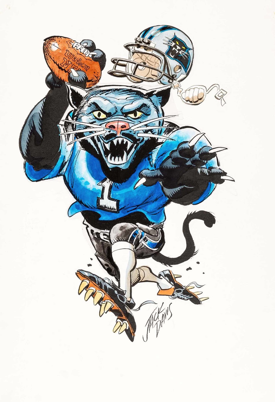 Jack Davis - Carolina Panthers NFL Football Illustration