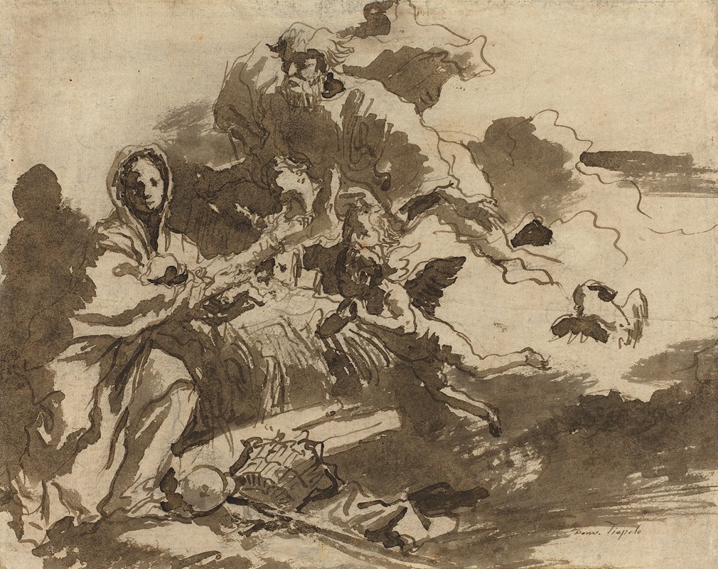 Giovanni Domenico Tiepolo - God the Father and Angels Adoring the Madonna and Child (recto)