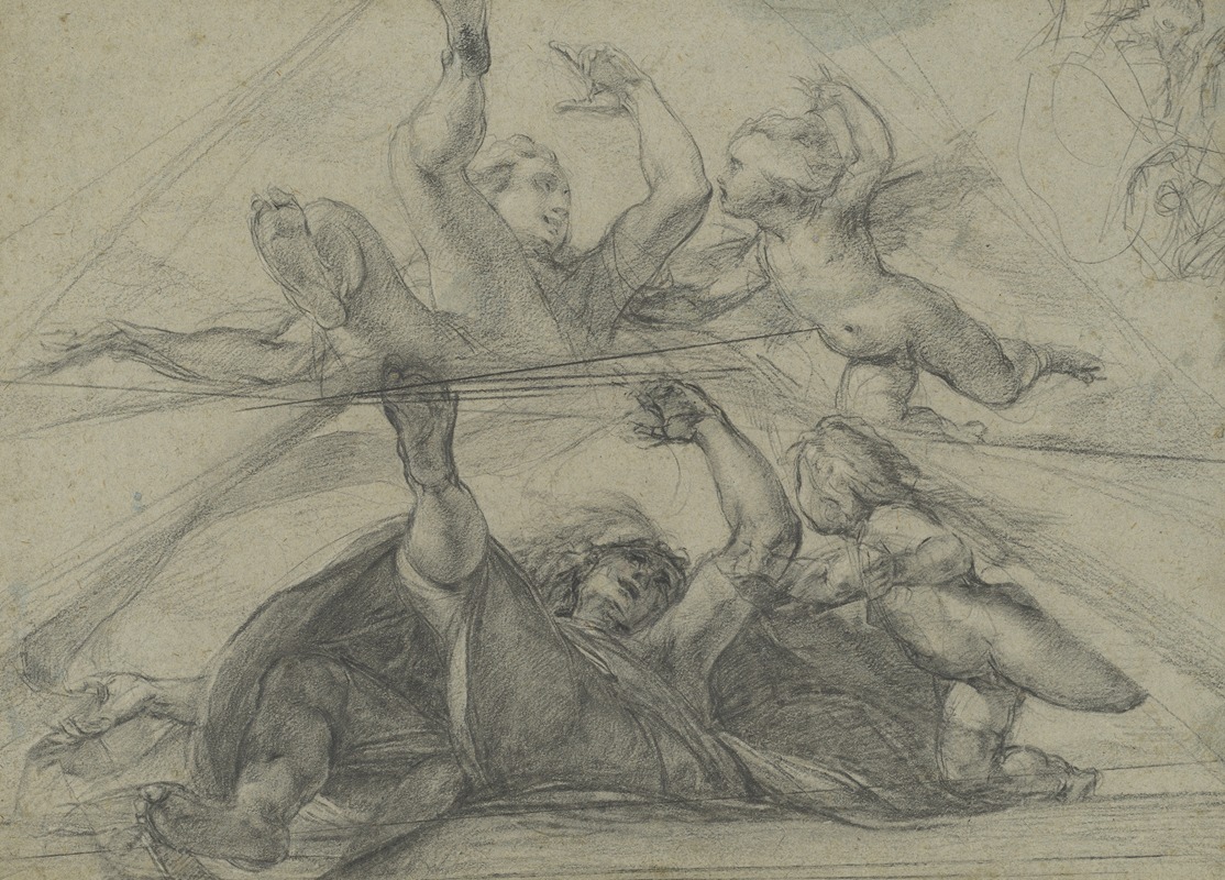 Giulio Cesare Procaccini - Ceiling Studies of a Prophet and a Putto Seen from Below