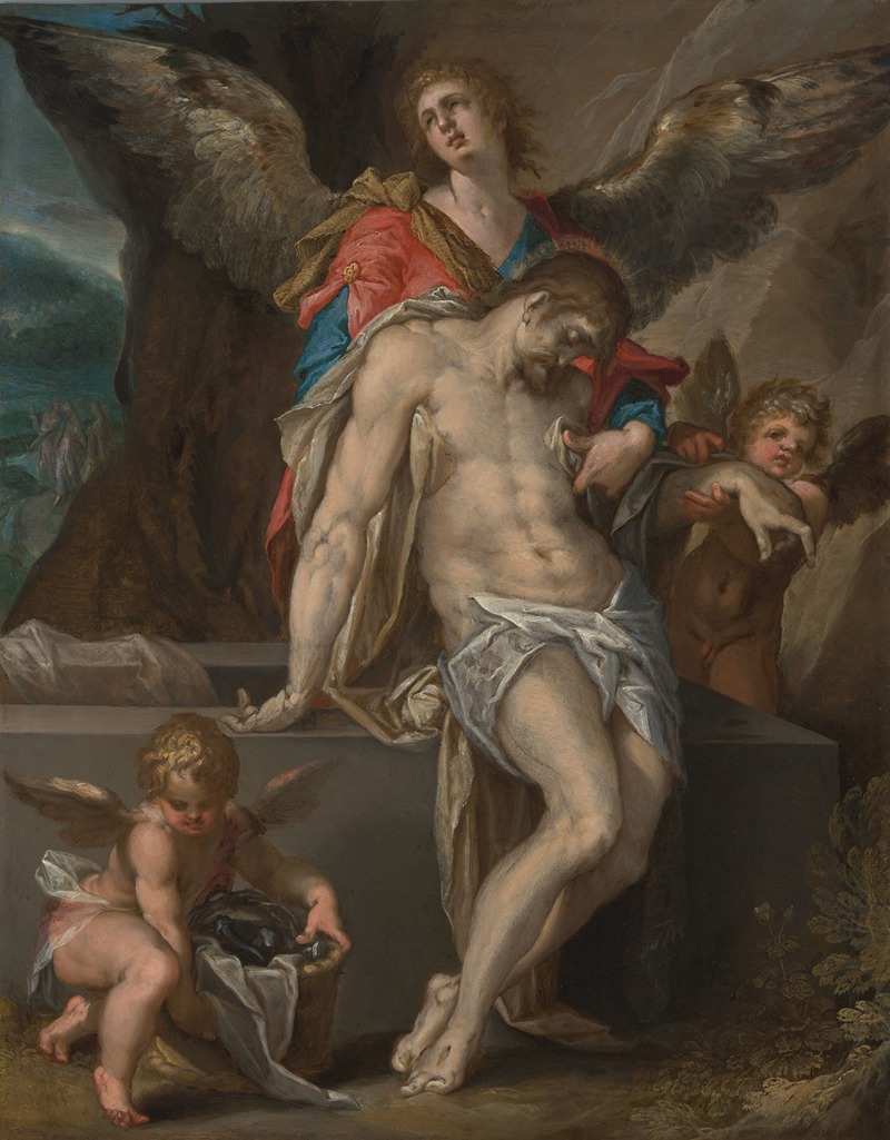 Bartholomaeus Spranger - Engelen dragen het lichaam van Christus (Engelenpietà)