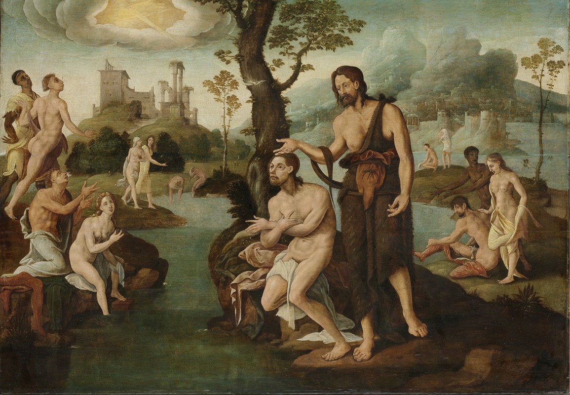 Circle of Maarten van Heemskerck - The baptism of Christ