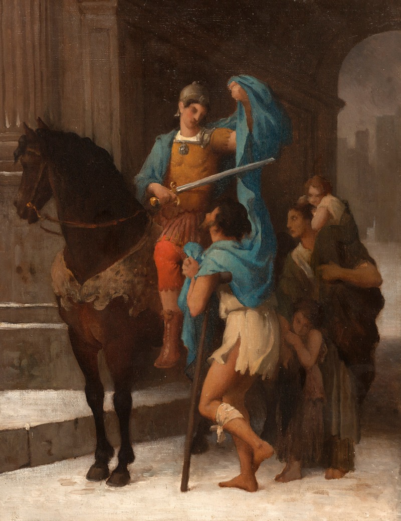 Ernest-Barthélémy Michel - Saint Martin partageant son manteau avec un mendiant