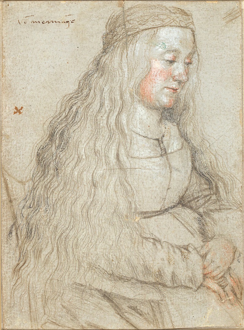 Hans Holbein The Elder - Seated bride with flowing hair and headband