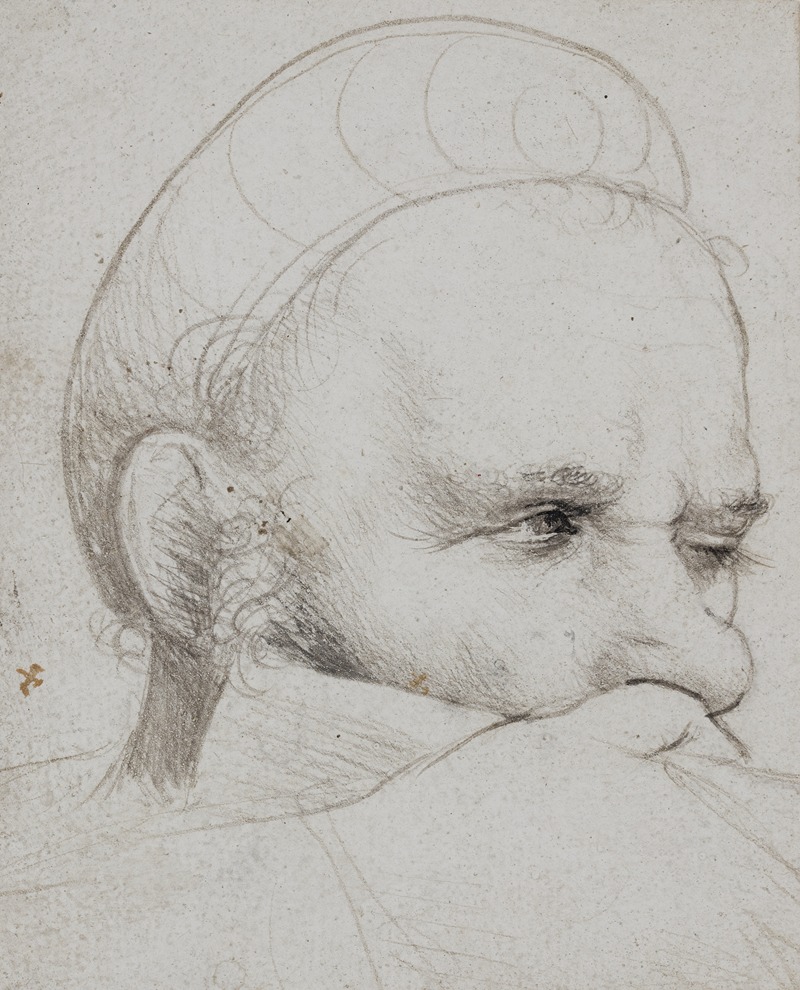 Hans Holbein The Elder - The head of a crossbowman taking aim