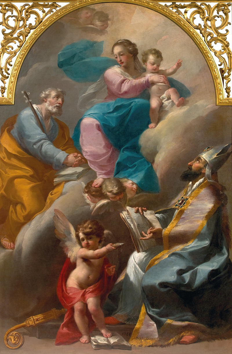 Gaetano Gandolfi - The Holy Family with Saint Augustine