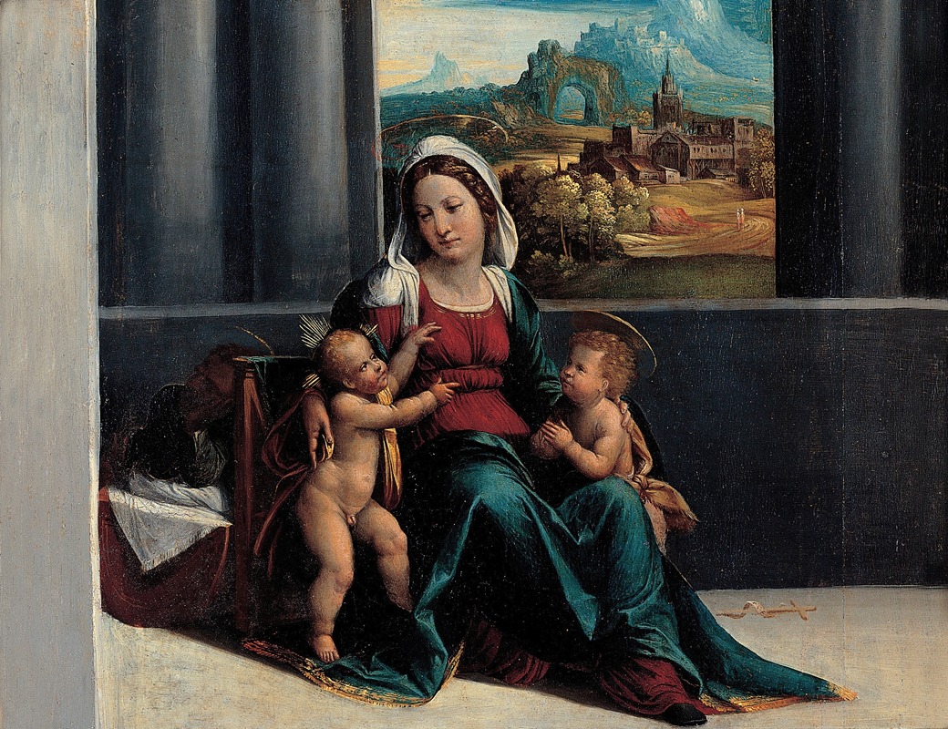 Garofalo and workshop - Madonna with the Child and St. John