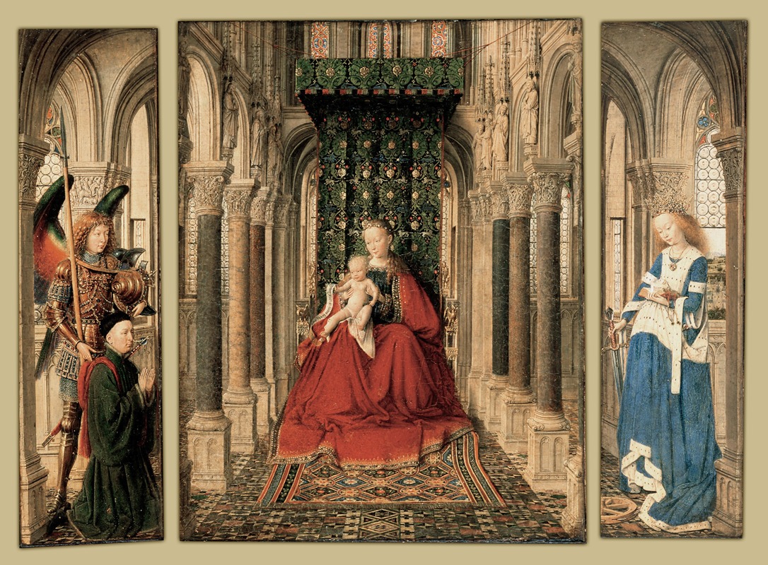Jan van Eyck - Triptych of Mary and Child, St. Michael, and the Catherine