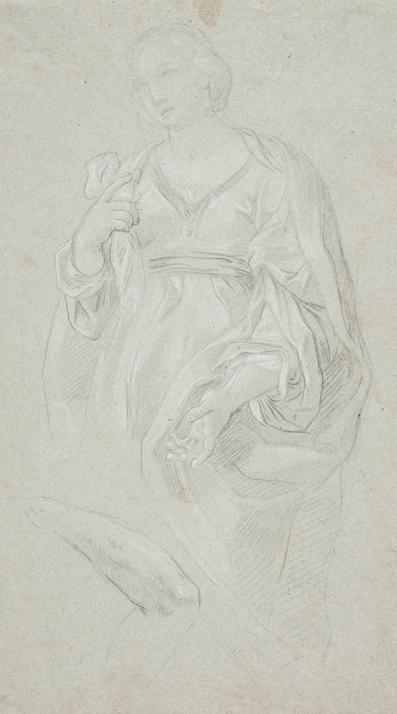 Hendrik Krock - Stående kvinde. Knæstykke. Studie af en arm