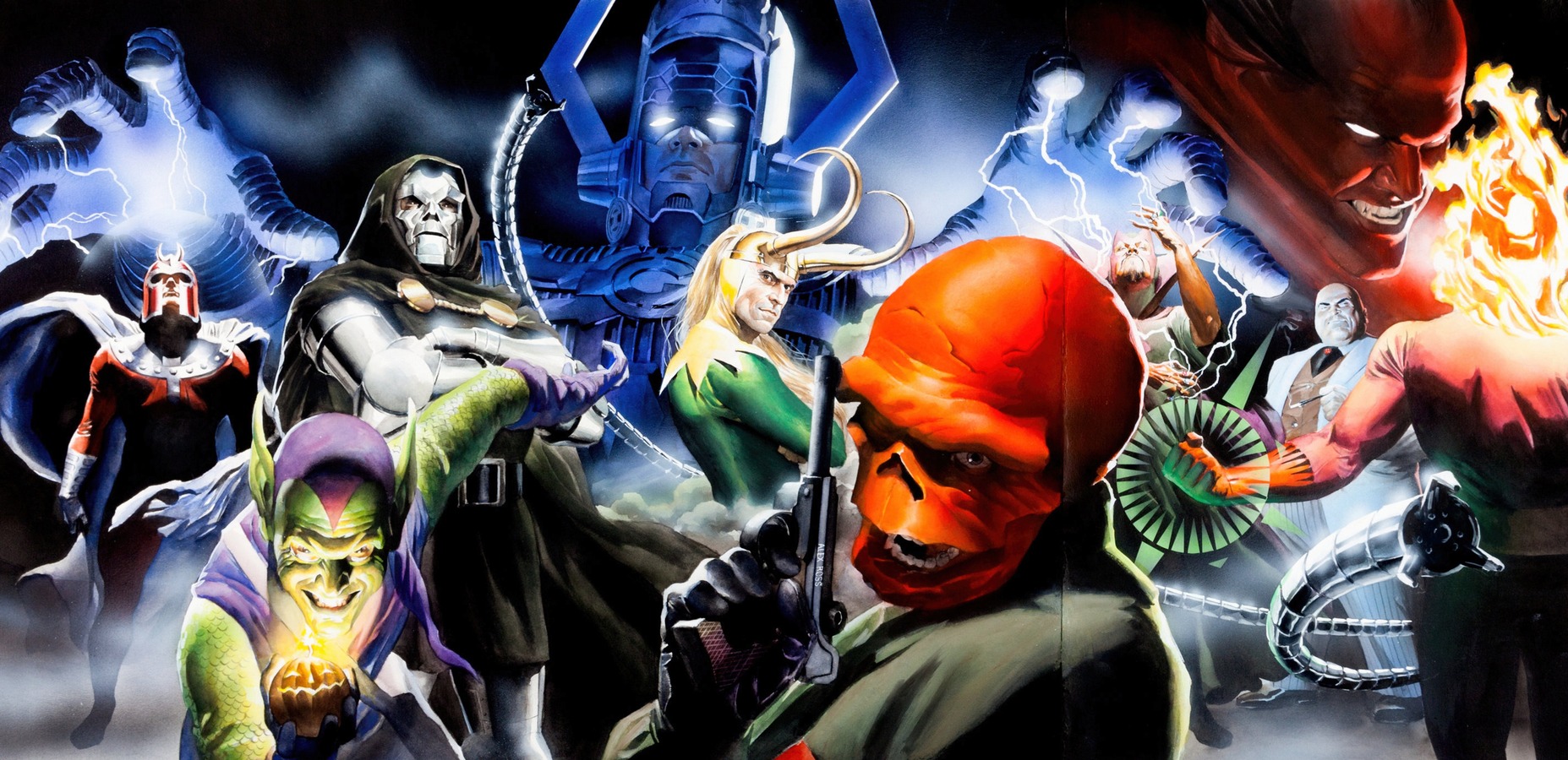 Wizard the Comics Magazine #42 Marvel Villains Triple-Panel Cover by Alex  Ross - Artvee