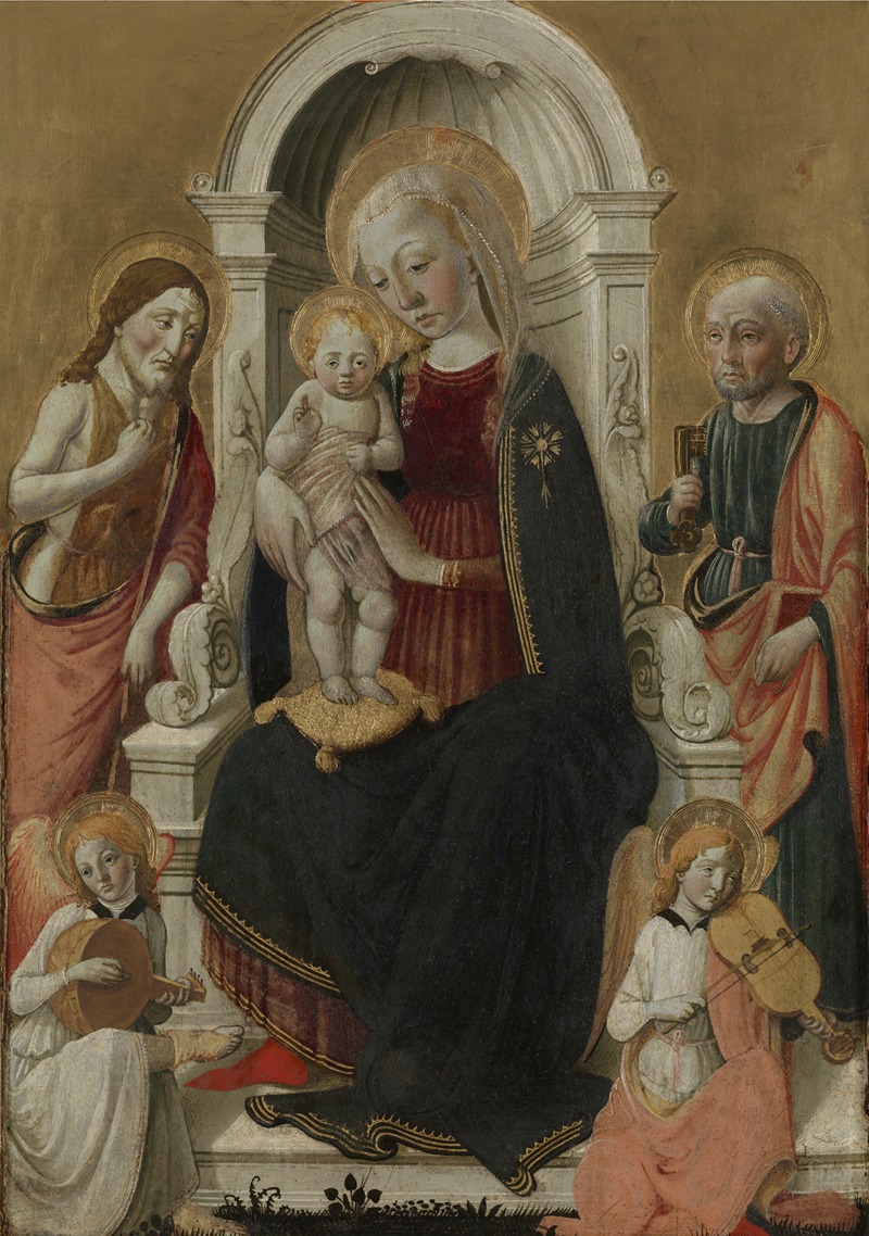 Biagio d’Antonio - The Virgin and Child with Saint John the Baptist, Saint Peter and two Angels Making Music