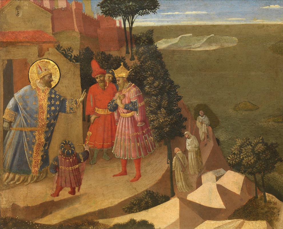 Fra Angelico - Saint Romuald Refuses Emperor Otto III Admission to the Church