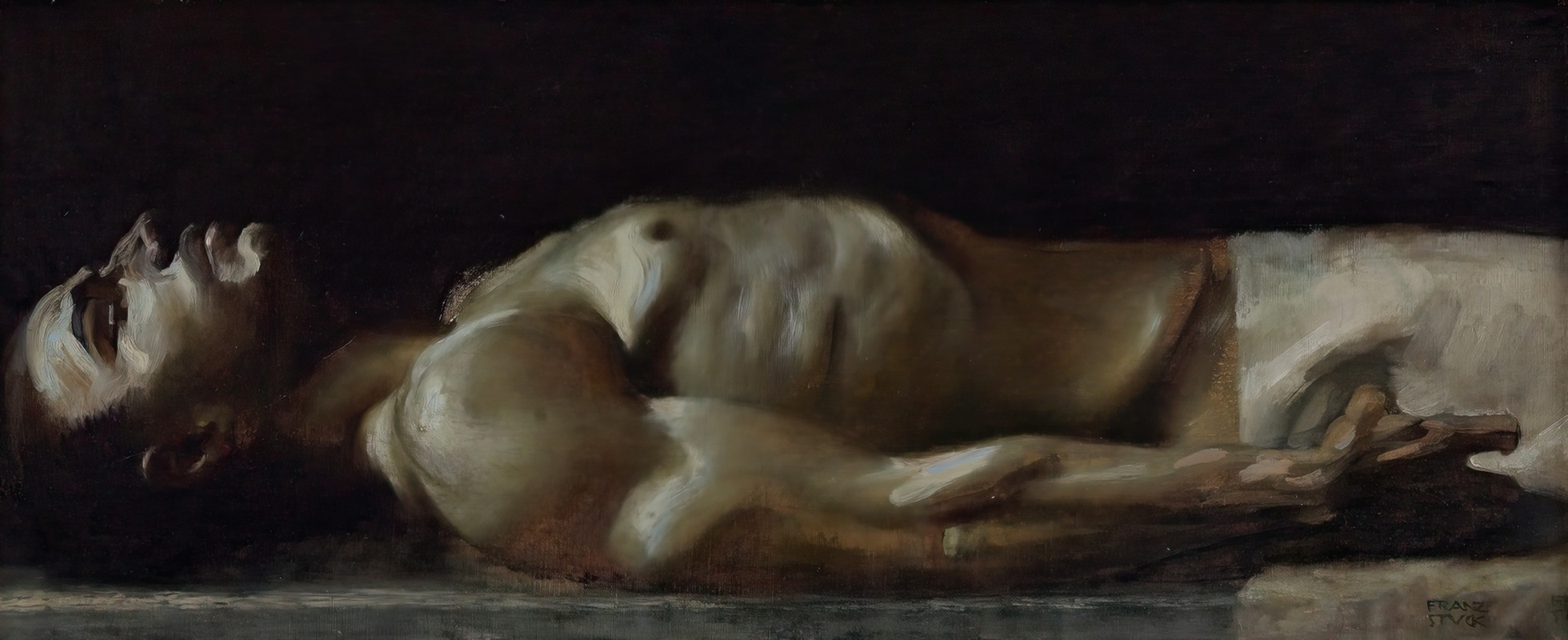 Franz von Stuck - Corpse of Christ, oil study for the ‘Pietà’