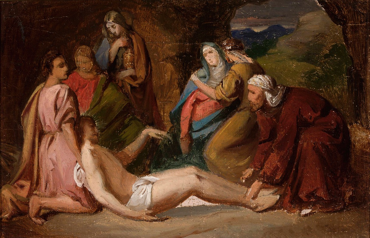 Józef Simmler - Entombment of Christ, sketch for a painting