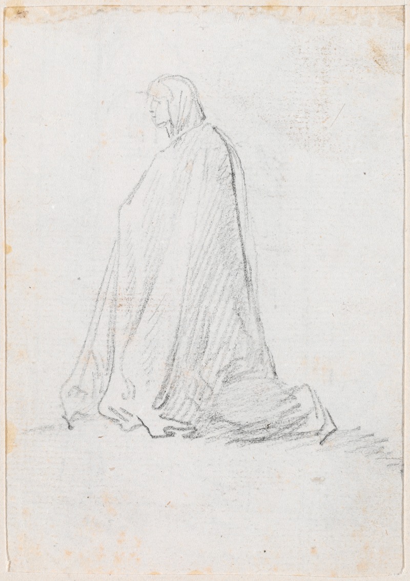 Hubert Robert - Kneeling Figure in a Hooded Robe (verso)