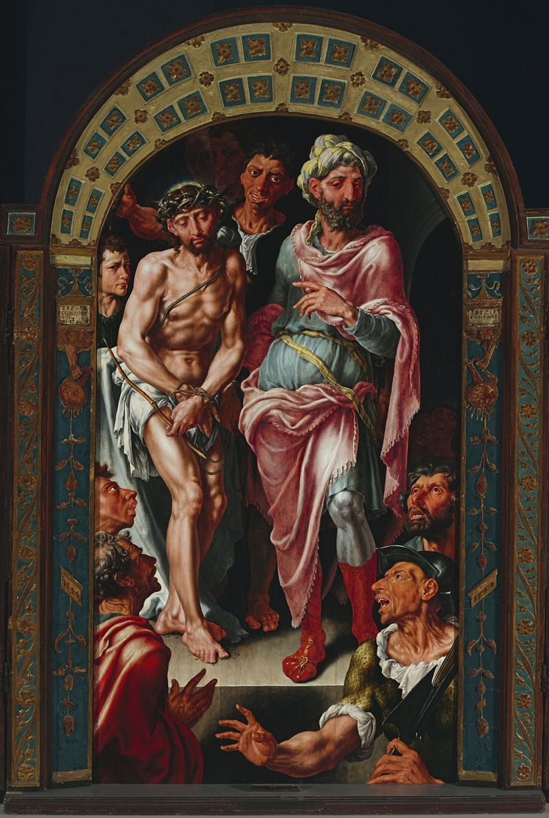 Maarten Van Heemskerck - Ecce Homo Triptych, portraits of founder on the wings