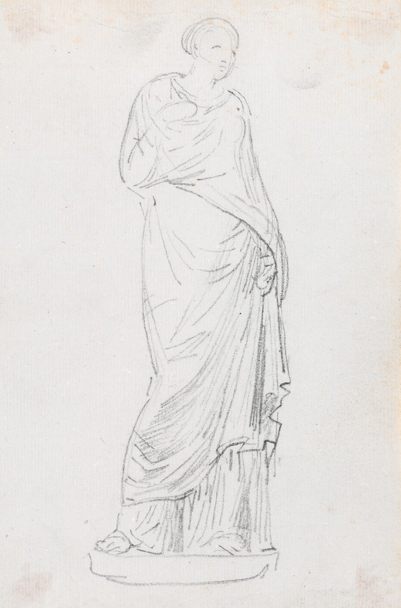 Hubert Robert - Statue of a Female in a Toga