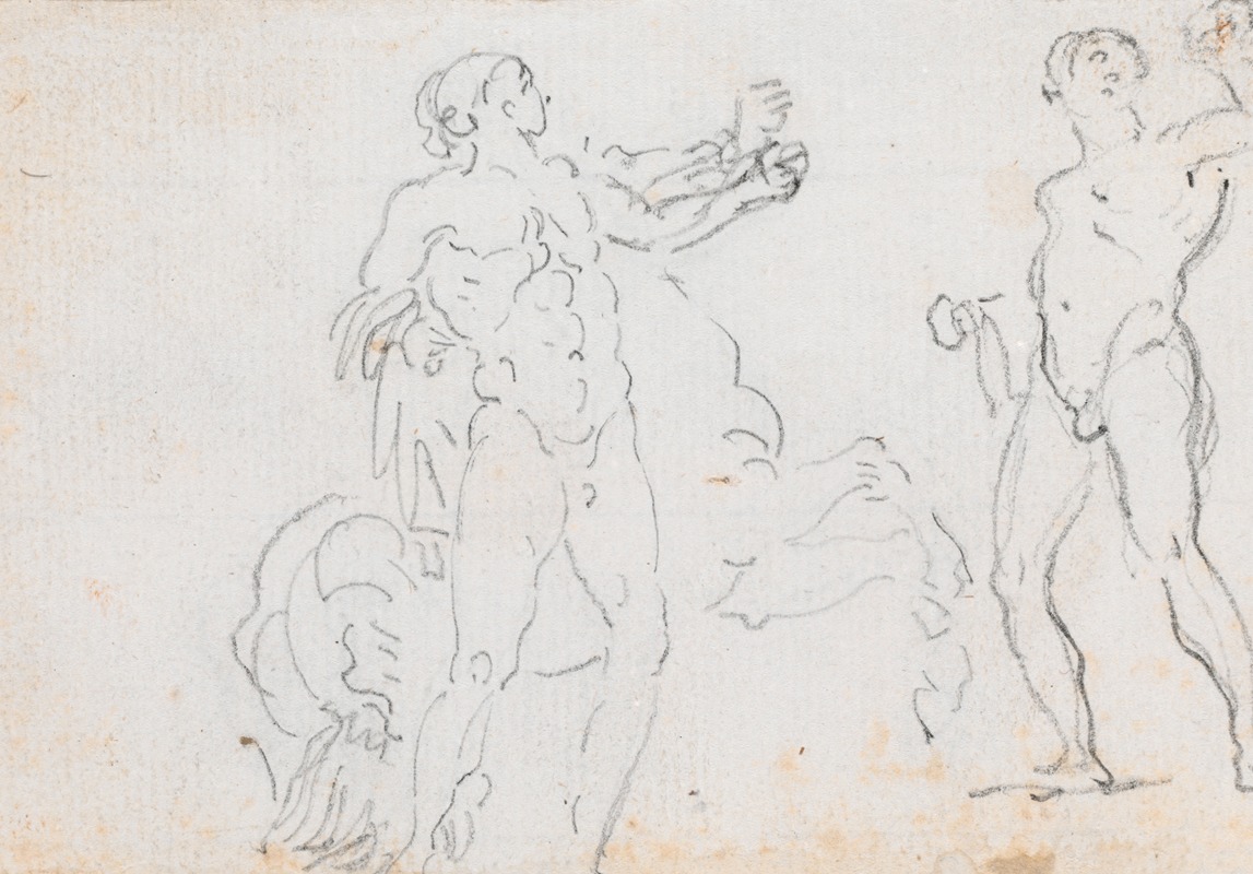 Hubert Robert - Two Studies of the Statue of Alexander and Bucephalus (verso)