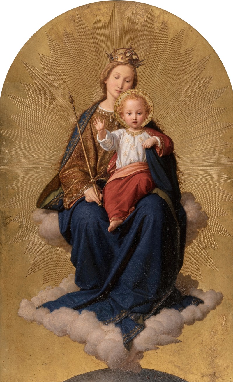 Ernst Deger - Regina Coeli; Virgin and Christ Child enthroned in the clouds