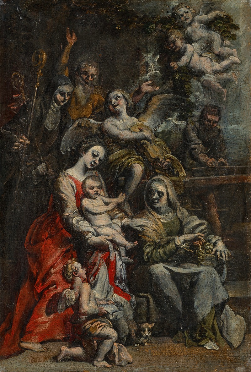 Theodor van Loon - The Holy Family with Saint Anne, other Saints and Angels