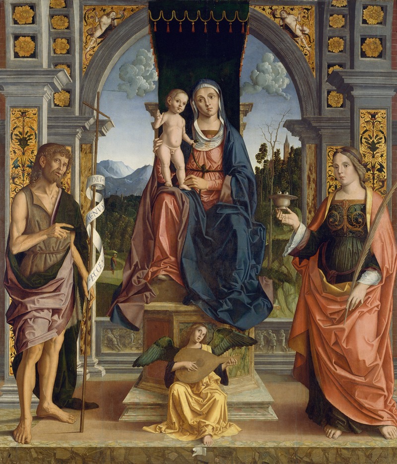 Marco Palmezzano - The Virgin and Child Enthroned, with Saints John the Baptist and Lucy