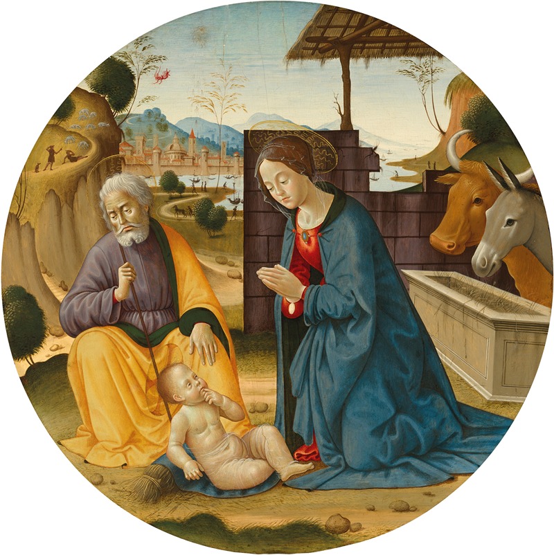 Sebastiano di Bartolo Mainardi - The Madonna and Saint Joseph adoring the Christ Child