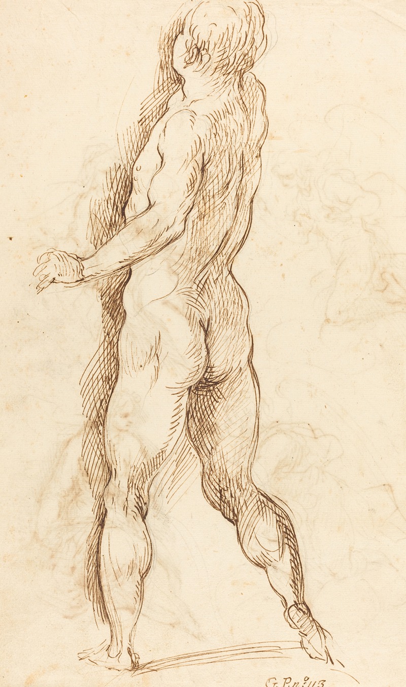 Jacopo Palma il Giovane - Nude Man Seen from Behind (verso)