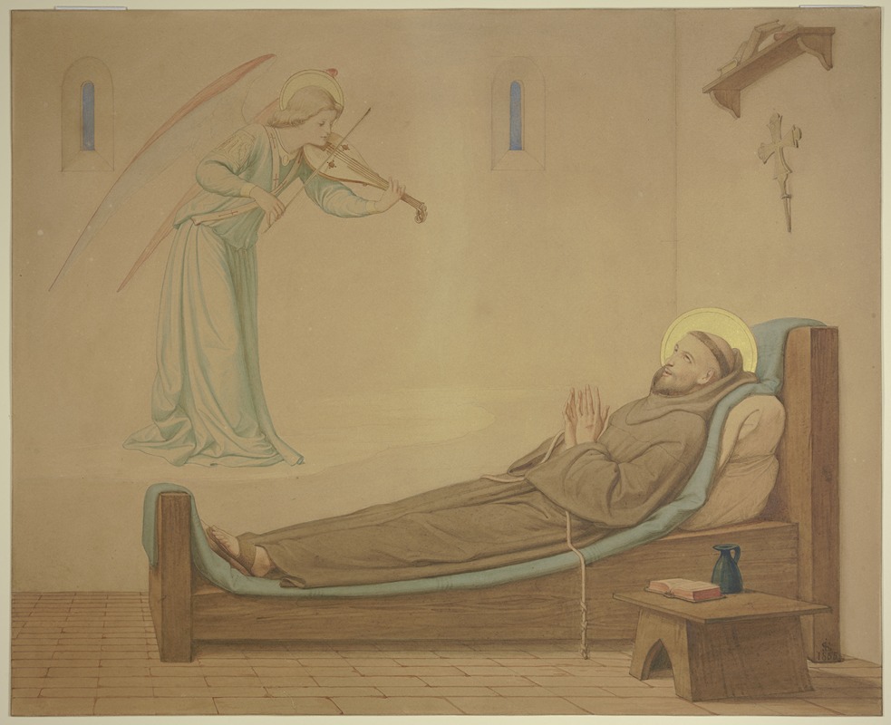 Eduard von Steinle - Der Heilige Franziskus in seiner Zelle; Ein Engel stillt des Sterbenden Sehnsucht nach Musik