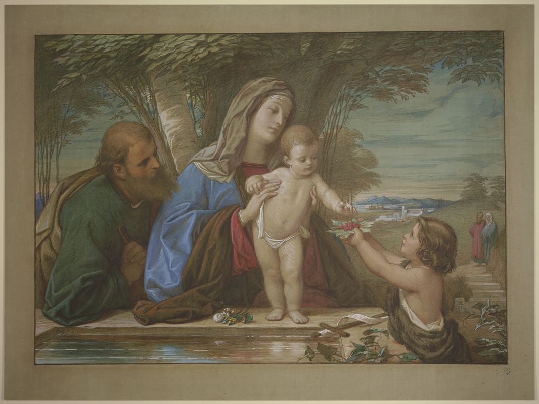 Eduard von Steinle - Madonna della Fontana; Die Heilige Familie mit dem Johannesknaben an einer Quelle