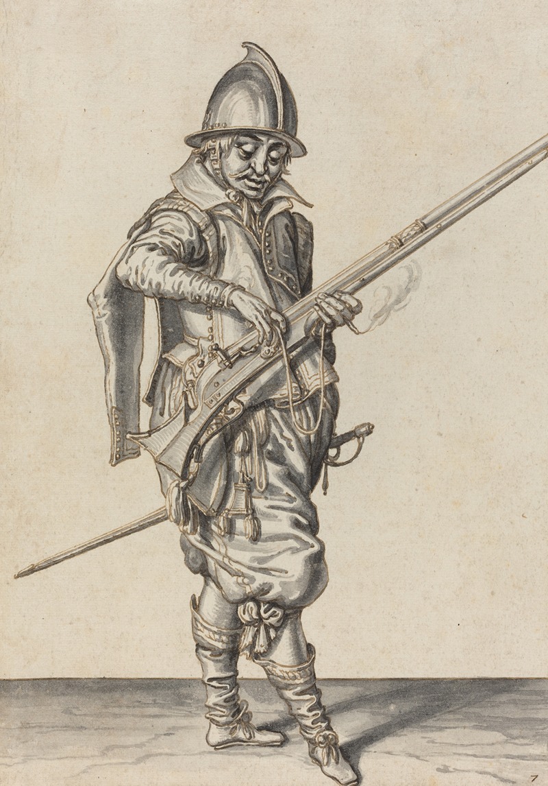 Jacob de Gheyn II - Elegantly Dressed Soldier Preparing to Fire His Caliver