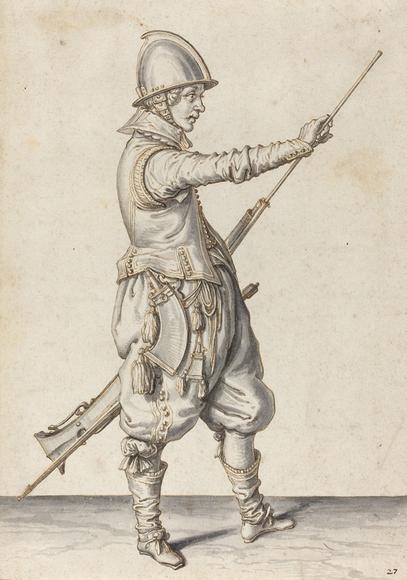 Jacob de Gheyn II - Elegantly Dressed Soldier Tamping His Caliver
