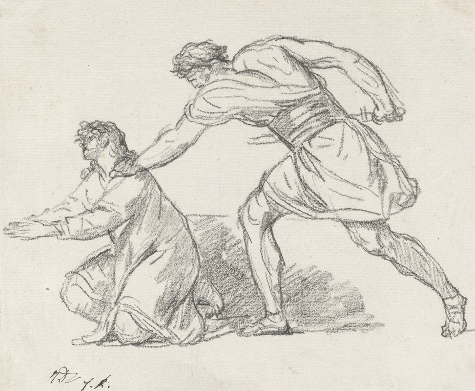 Jacques Louis David - Warrior Seizing a Kneeling Figure