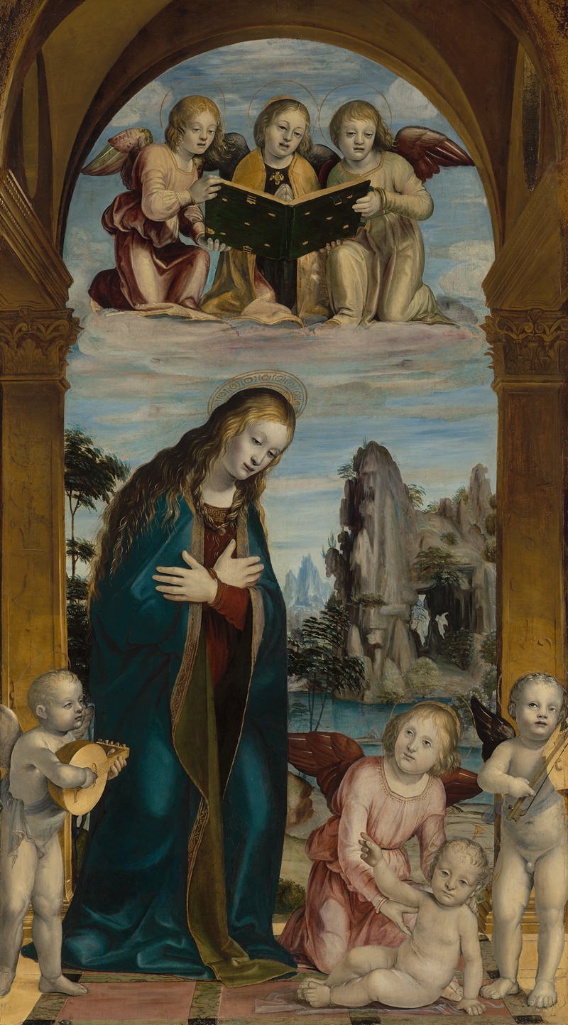 Bernardo Zenale - Madonna Adoring the Child with Musical Angels