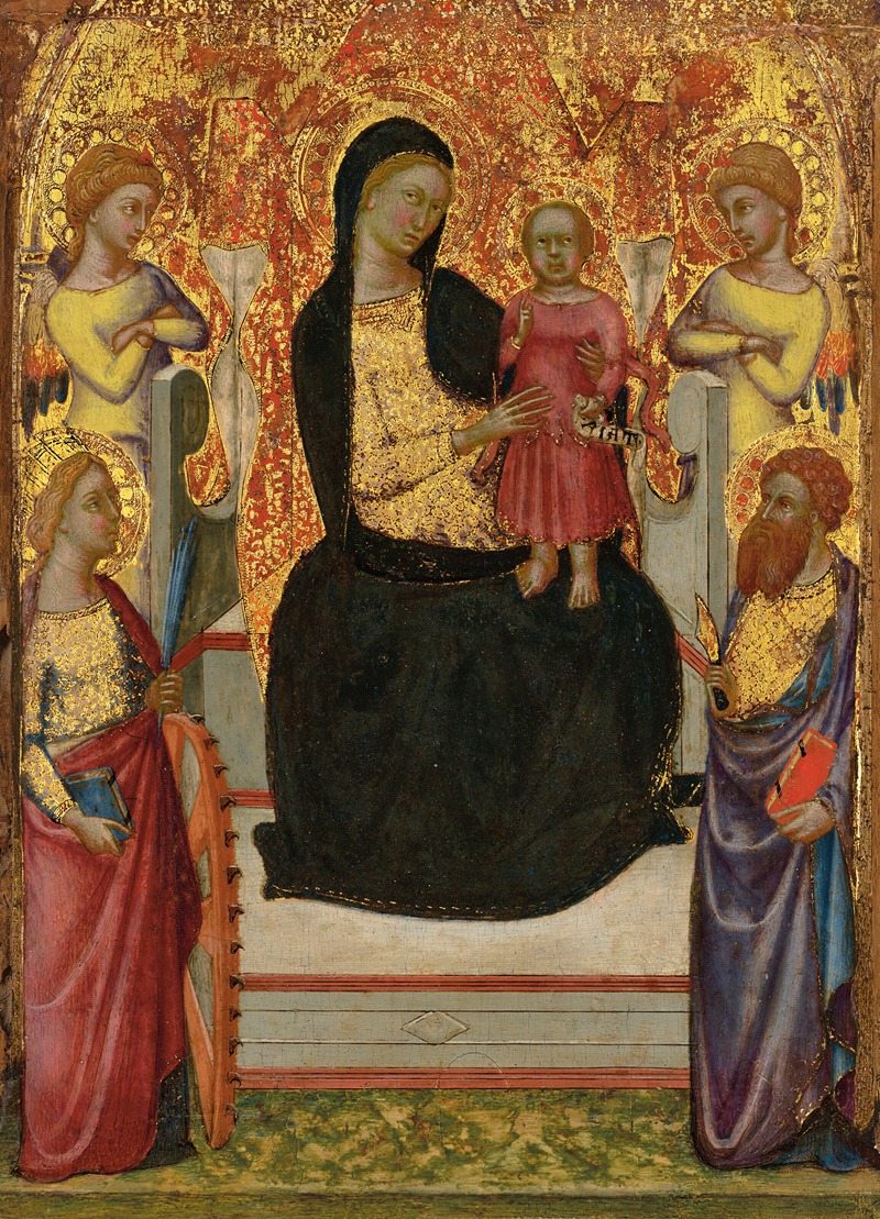 Niccolò Di Buonaccorso - The Madonna and Child Enthroned, with Saint Catherine, Saint Bartholomew and two angels