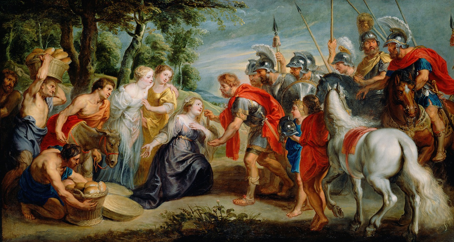 Follower of Peter Paul Rubens - David Meeting Abigail