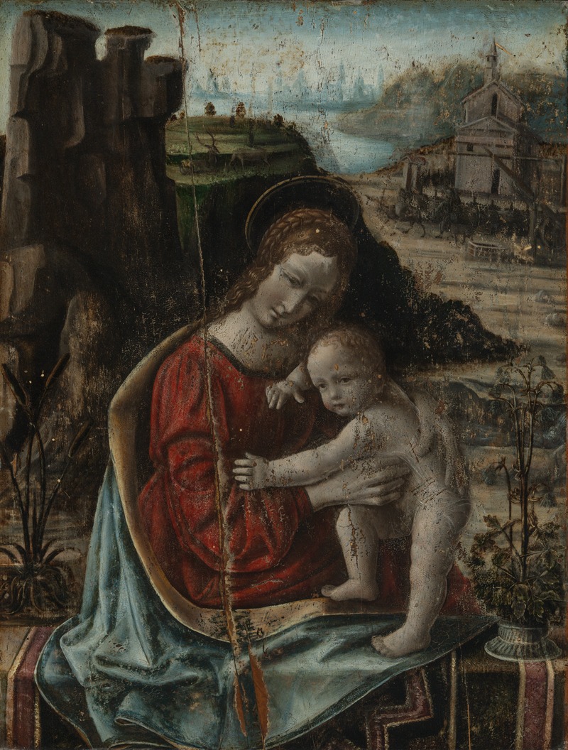 Bernardino de' Conti - Maria mit dem Kinde vor Landschaft