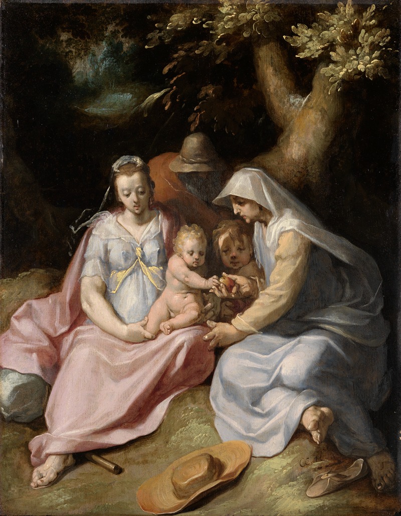 Cornelis Cornelisz Van Haarlem - Taufe Christi; Die Heilige Familie mit der Heiligen Elisabeth und dem Johannesknaben im Walde